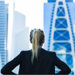 woman looking at city